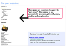 Example of automatically generated keyword pages